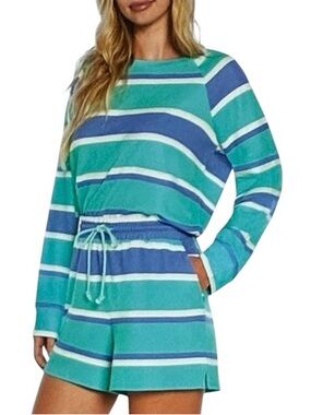 Wildfox Lounge Set XXL Striped Sweatshirt Shorts Soft Cozy NWT